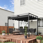 Pergola ca. 3x2m Garten Pavillon Terrassendachung Metall Freistehender Gartenpavillon mit Verstellbares Dach, UV Schutz, Sonnenschutz für Terrasse und Garten, Schwarz+Grau