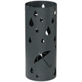 Freestanding Umbrella Stand for Hallway, Round Umbrella Basket with 4 Hooks and Drip Tray for Entryway, Dark Grey