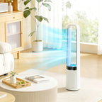 Turmventilator ohne Rotorblätter, mit 45° Oszillation, LED-Licht, 3 Geschwindigkeiten, 12-Std.-Timer, Fernbedienung