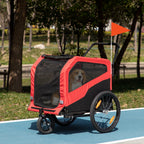 2 in 1 Dog Bike Trailer Pet Stroller for Large Dogs with Hitch, 20" Wheels, Pet Bicycle Cart Trolley Carrier for Travel, Red