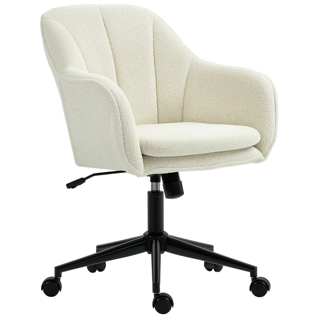 B¨¹rostuhl mit Stoffbezug in Schneeflanelloptik, Schminkstuhl mit gew?lbter R¨¹ckenlehne, f¨¹r Schlafzimmer, Beige