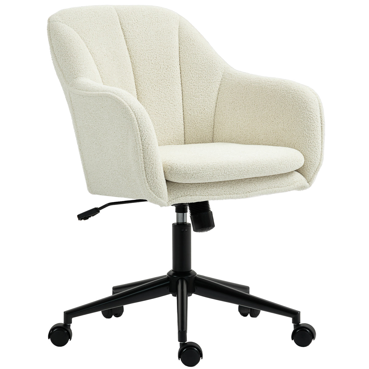 B¨¹rostuhl mit Stoffbezug in Schneeflanelloptik, Schminkstuhl mit gew?lbter R¨¹ckenlehne, f¨¹r Schlafzimmer, Beige