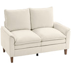 146 cm Zweisitzer Sofa, Chenille-Sofa mit doppellagiger Polsterung, Federkissen, tiefem Sitz, hoher Rückenlehne, Creme