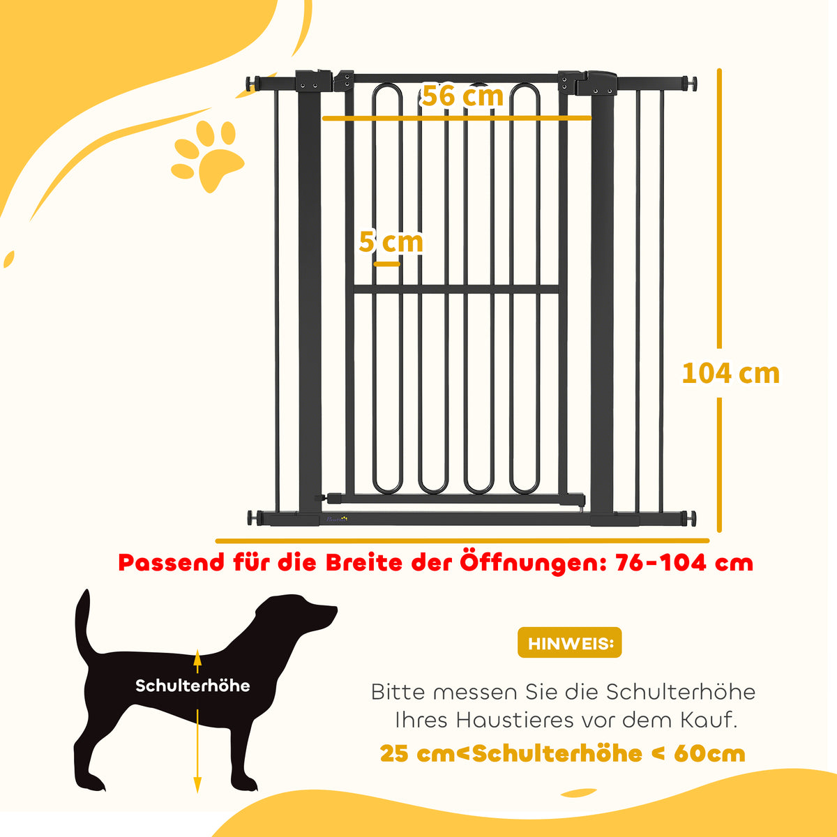 Türschutzgitter Hund, 76-104 cm Absperrgitter ohne Bohren, Treppengitter