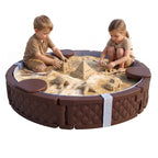 Sandkasten, Runde Sandkiste f¨¹r bis zu 3 Kinder, mit 3 Sitzen, wasserfeste Unterlage, Schutzplane, 300 kg Sand