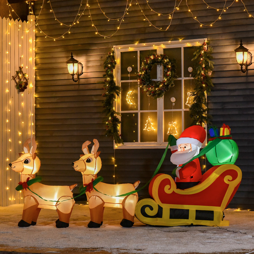 Aufblasbarer Weihnachtsmann mit Schlitten, 6 LED-Lichter, wasserdicht, 240 x 57 x 112 cm