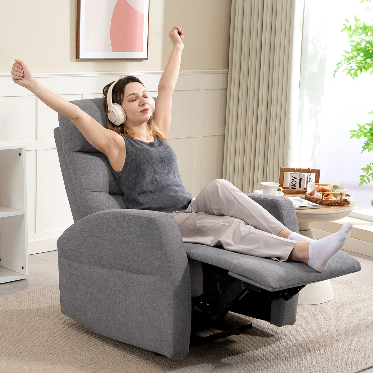 Verstellbarer Relaxsessel mit Fu?st¨¹tze, Moderner Polstersessel, Dunkelgrau