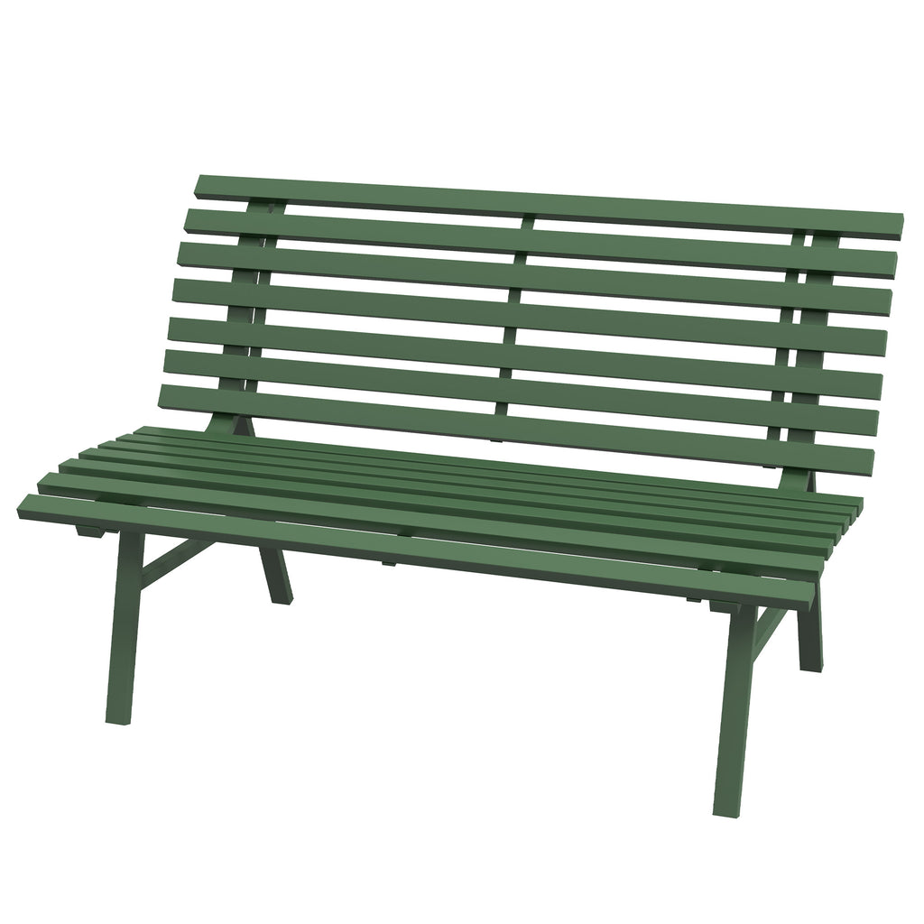 Gartenbank Sitzbank Parkbank, Lattendesign, wetterbeständig, Aluminium, 123 x 67 x 79 cm, Grün