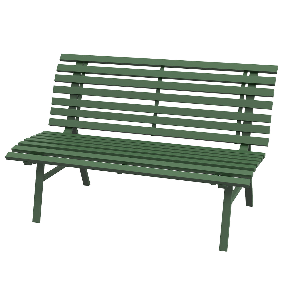 Gartenbank Sitzbank Parkbank, Lattendesign, wetterbeständig, Aluminium, 123 x 67 x 79 cm, Grün
