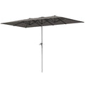Doppelseitiger Schirm, 451 x 264 cm Sonnenschirm mit Kurbelsystem, 12 Metallstreben, Aluminiummast, Dunkelgrau