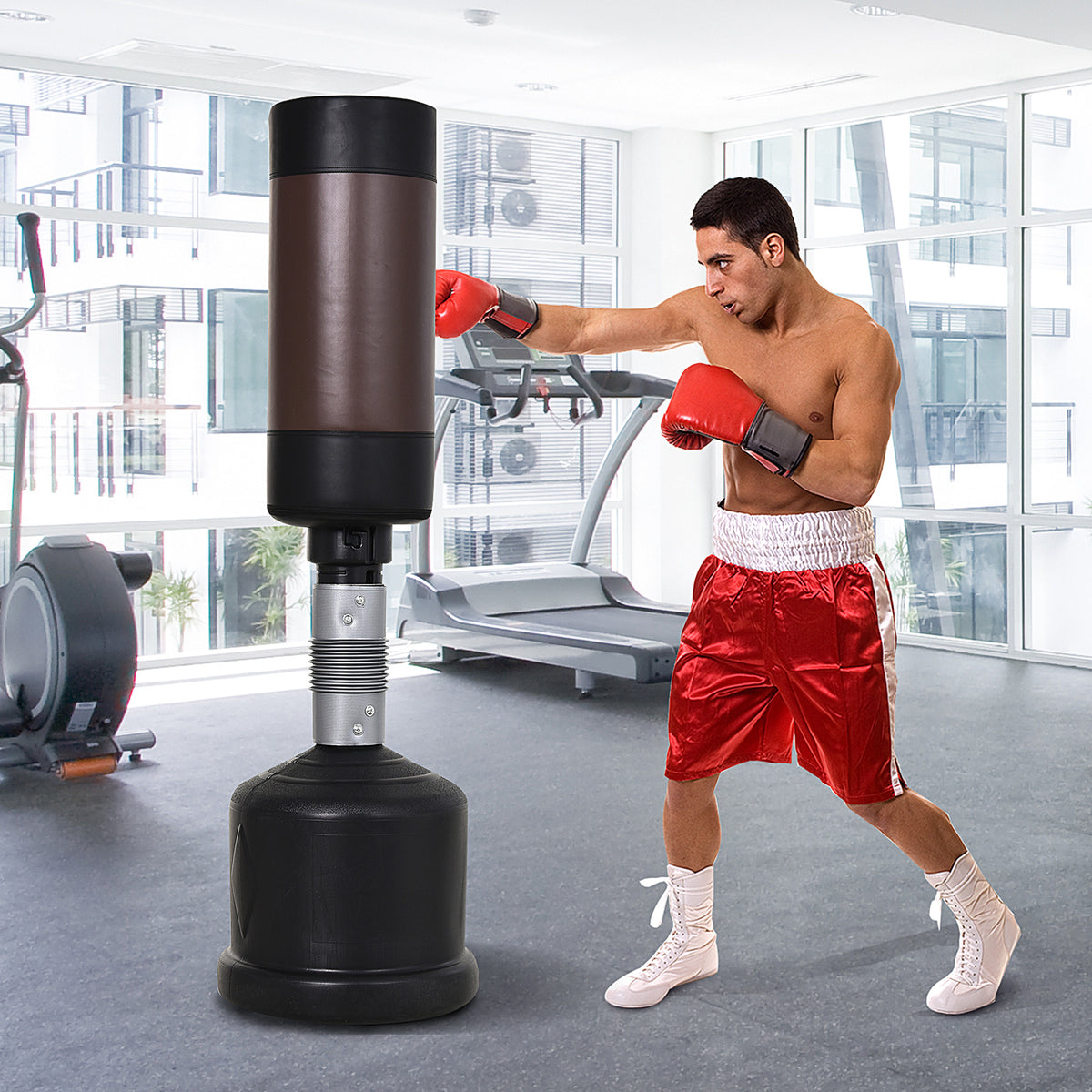 Standboxsack Boxpuppe Boxdummy DummyTraining Boxpartner Boxsack Box 158-186 cm Höhenverstellbar NEU Schwarz+Braun
