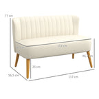 2-Sitzer Sofa, weiche Polsterung, pflegeleichter Bezug, bis 220 kg, 117 x 56,5 x 77 cm, Cremeweiß