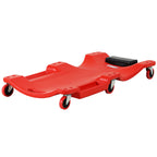 Mechanic Vehicle Creeper, Under-Car Rolling Crawler Board, with Headrest, Wheels, Red