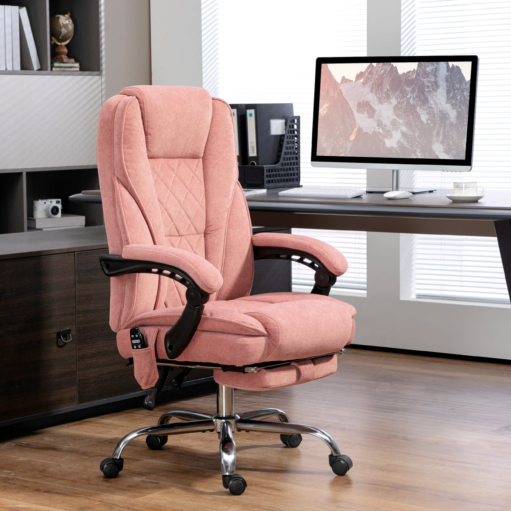 Ergonomischer B¨¹rostuhl mit Massagefunktion, Fu?st¨¹tze, drehbar, rollbar, Rosa