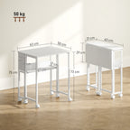 63 cm Drop Leaf Writing Work Desk - White