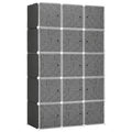 Portable Wardrobe for Bedroom, 15 Cube Closet with Hanging Rail, Modular Storage Cabinet, Plastic Armoire for Space Saving, White and Black