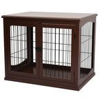  Dog Crate Furniture, Puppy Crate End Table, Pet Kennel House with 2 Doors for Medium and Small Dogs, 81 x 58.5 x 66 cm, Brown