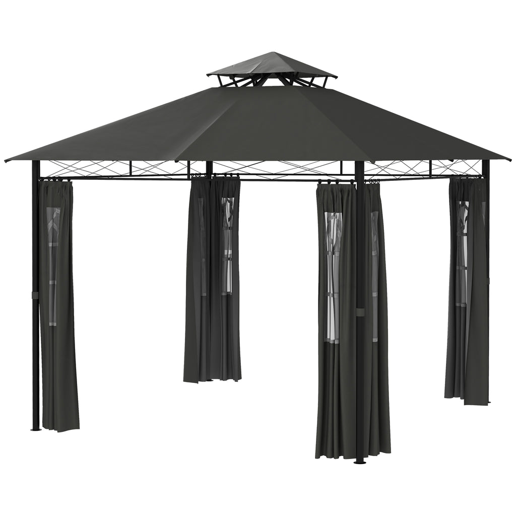 Pavillon Partyzelt Gartenpavillon, 3 x 3 x 2, 88 m, Dunkelgrau