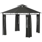 Pavillon Partyzelt Gartenpavillon, 3 x 3 x 2, 88 m, Dunkelgrau