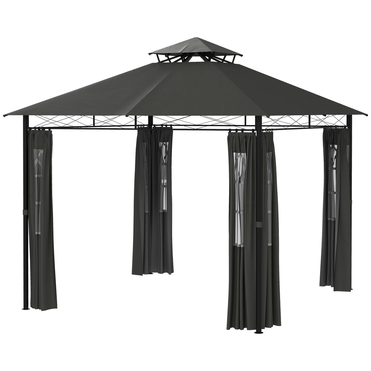 Pavillon Partyzelt Gartenpavillon, 3 x 3 x 2, 88 m, Dunkelgrau