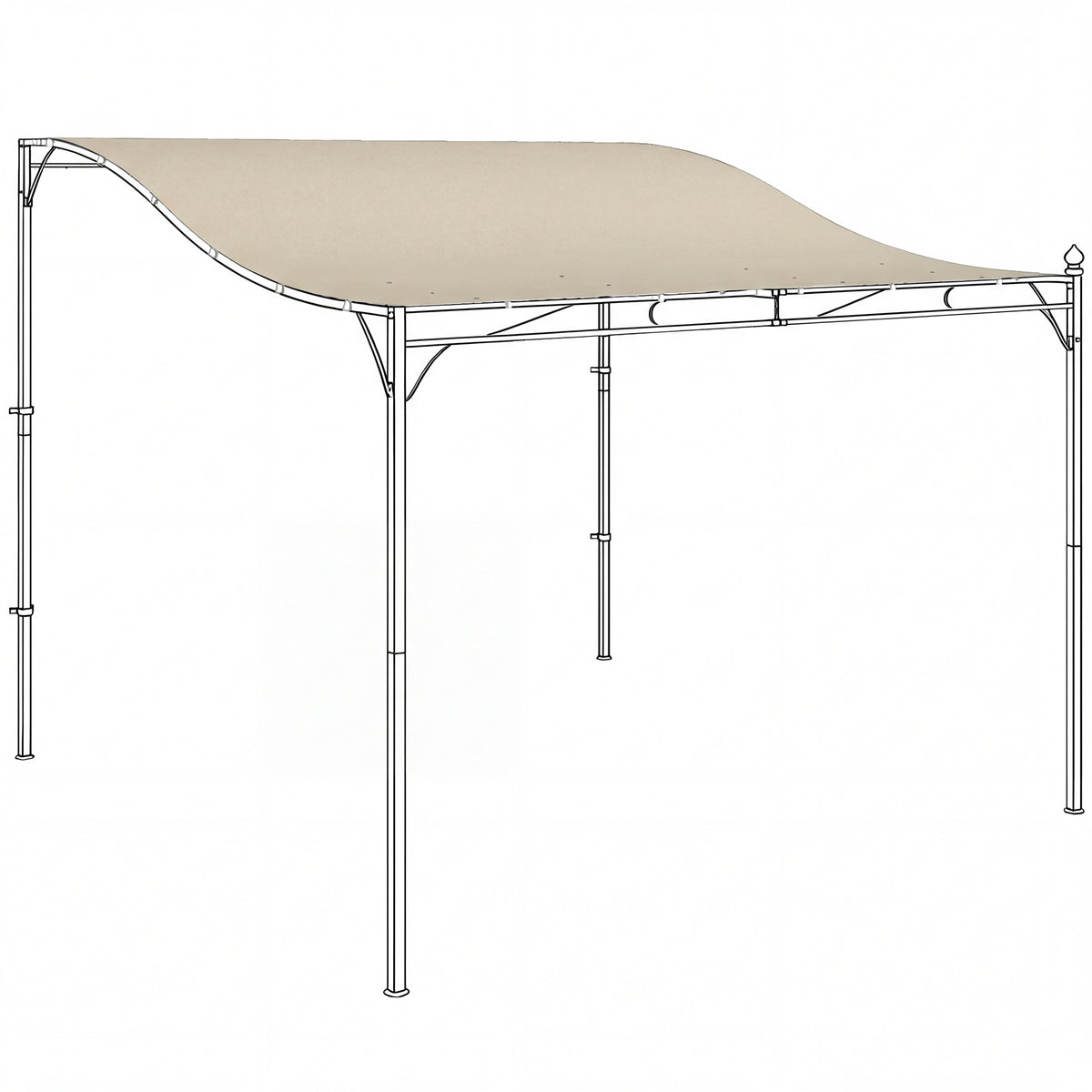 Ersatzdach für Pergola Sonnensegel für Terrassenüberdachung Ersatz-Dachplane für 3 x 3 m Pavillon 298x293 cm Cremeweiß