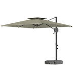 Cantilever Parasol with Weighted Base Double Top Garden Parasol Square Hanging Patio Umbrella with Crank Tilt Light Grey