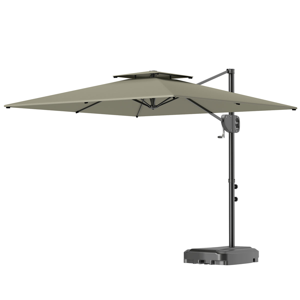 Cantilever Parasol with Weighted Base Double Top Garden Parasol Square Hanging Patio Umbrella with Crank Tilt Light Grey