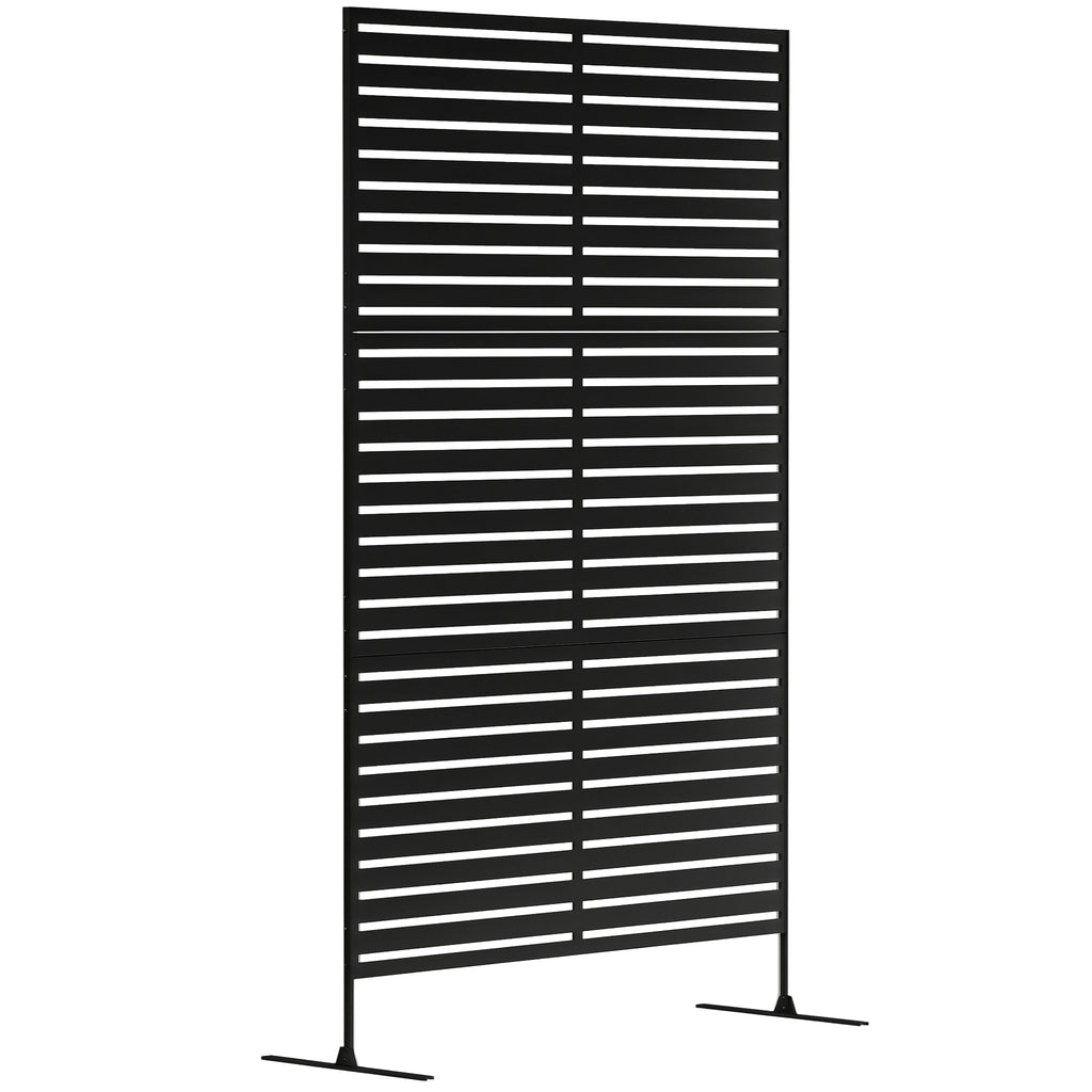 Decorative Privacy Fence Screen, Metal Outdoor Privacy Screen Climbing Plant Trellis with Stand, 122 x 198 cm, Black