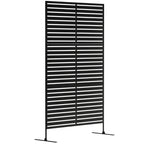 Decorative Privacy Fence Screen, Metal Outdoor Privacy Screen Climbing Plant Trellis with Stand, 122 x 198 cm, Black