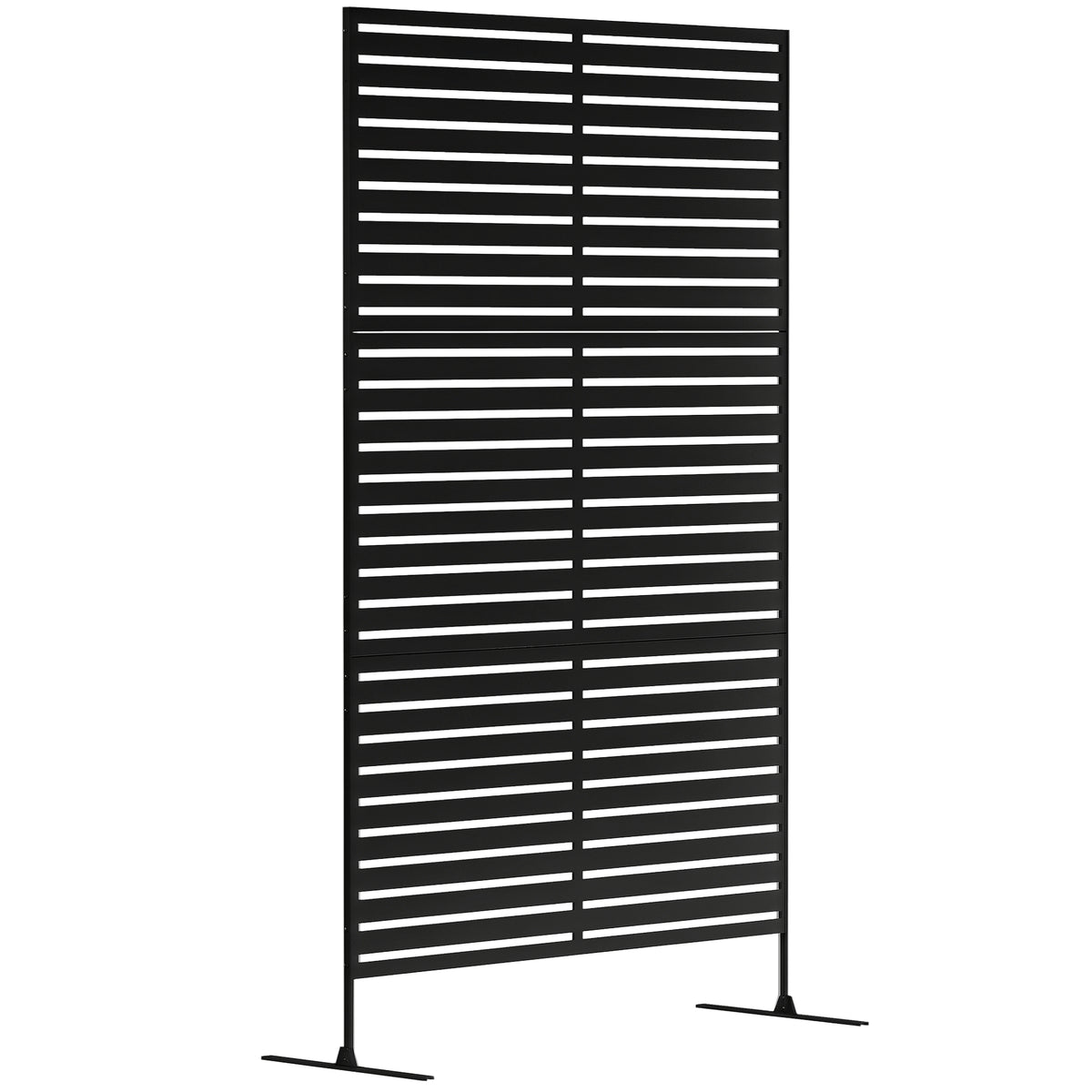 Decorative Privacy Fence Screen, Metal Outdoor Privacy Screen Climbing Plant Trellis with Stand, 122 x 198 cm, Black