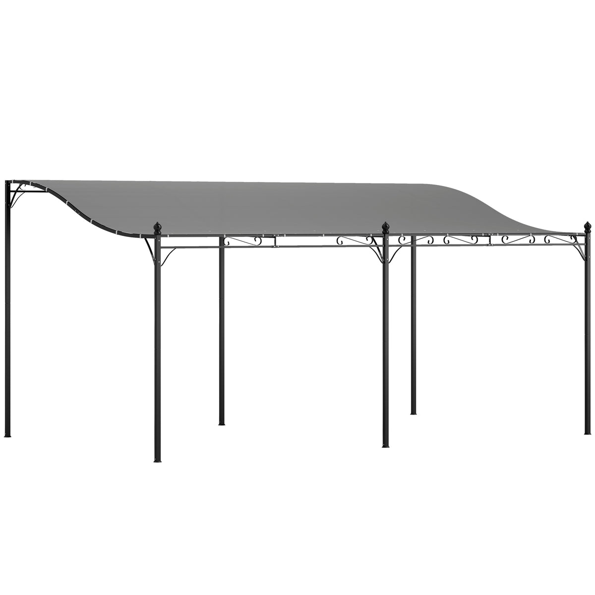 3 x 5 m Pergola, Flexibles Gartendach mit wasserfester Plane und Metallrahmen, Schattenspender, Dunkelgrau