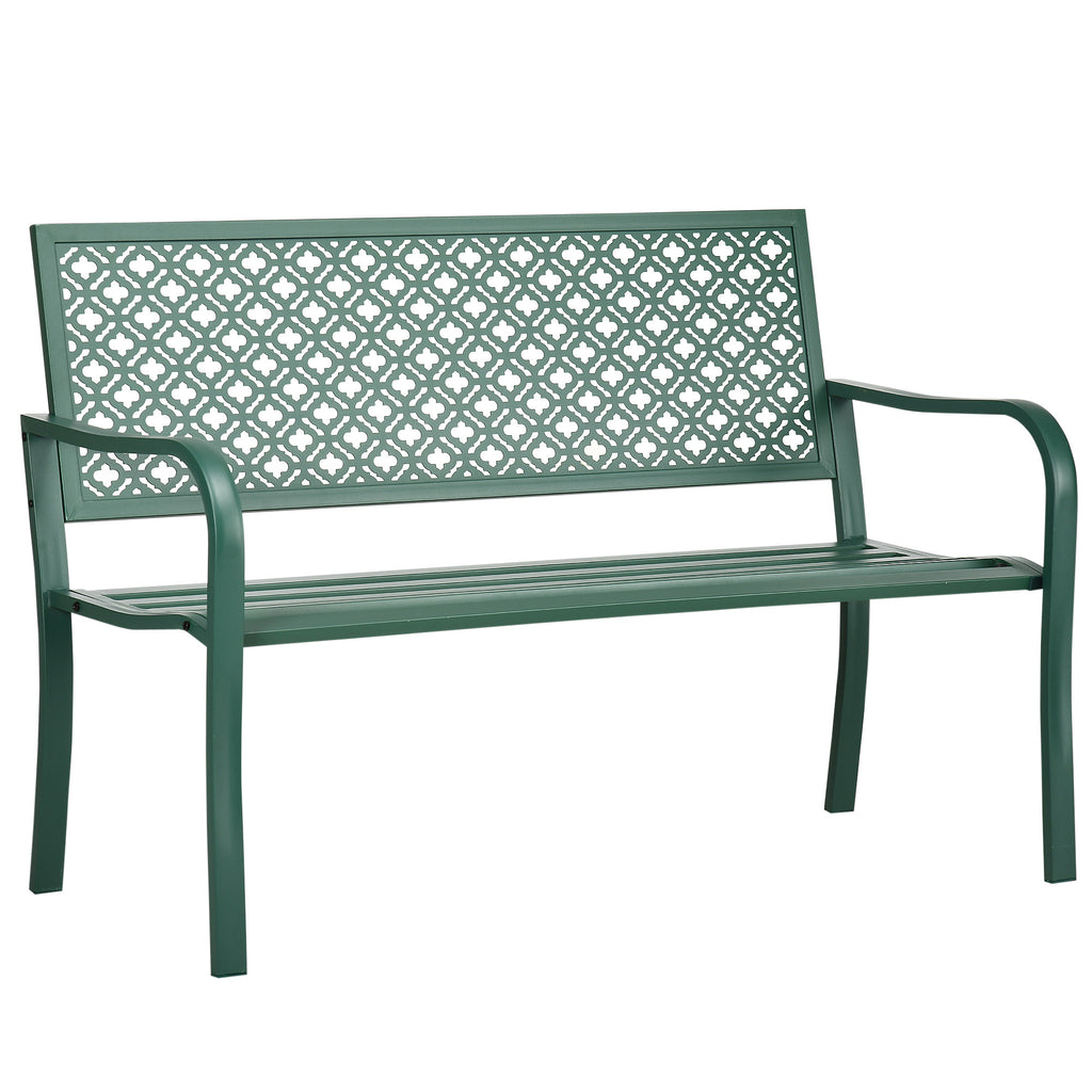 Gartenbank aus Metall, 2-Sitzer, wetterbeständig, 127 cm x 63 cm x 83 cm, Grün