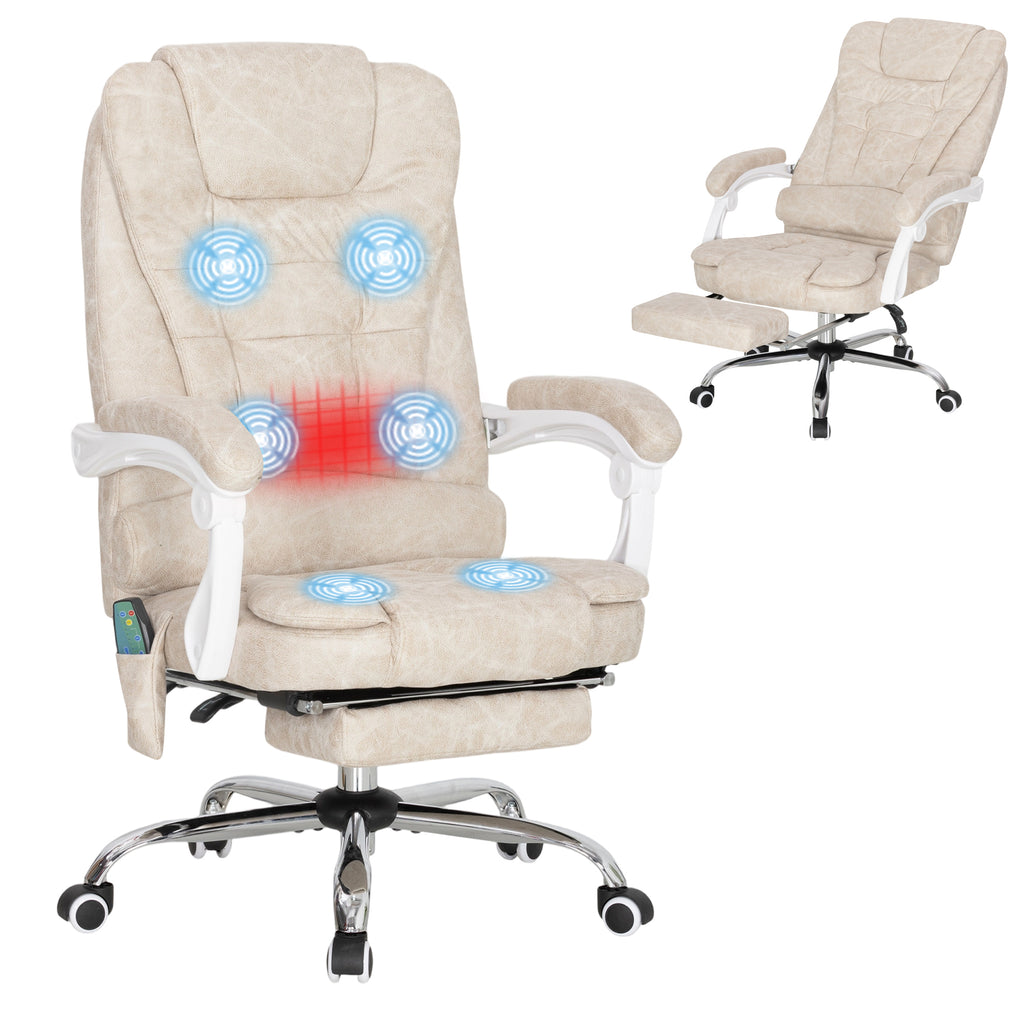 Bürostuhl mit Massagefunktion, ergonomisch, 65x160x104cm, Cremeweiß