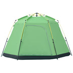 6 Person Pop Up Camping Tent, 2-Tier Design Backpacking Tent with 4 Windows 2 Doors Portable Carry Bag for Fishing Hiking, Green