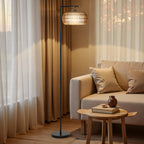 LED Stehlampe mit Doppelschirm, dimmbare Stehleuchte mit 3 Farbtemperaturen für Wohnzimmer, Schlafzimmer, Büro, Schwarz