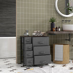 Chest of Drawers with 7 Drawers, Fabric Drawers with Large Storage Space, Drawers Dresser with Metal Frame, Adjustable Feet for Bedroom Living Room, Dark Grey