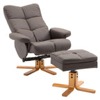 Relaxsessel mit Hocker, 360°drehbarer Fernsehsessel mit Liegefunktion Lesesessel für Schlafzimmer, Wohnzimmer, Kunstleder, Braun