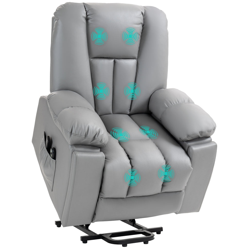 Massagesessel Relaxsessel Seniorensessel, Fernbedienung, Seitentaschen, 94 cm x 96 cm x 106 cm, Dunkelgrau