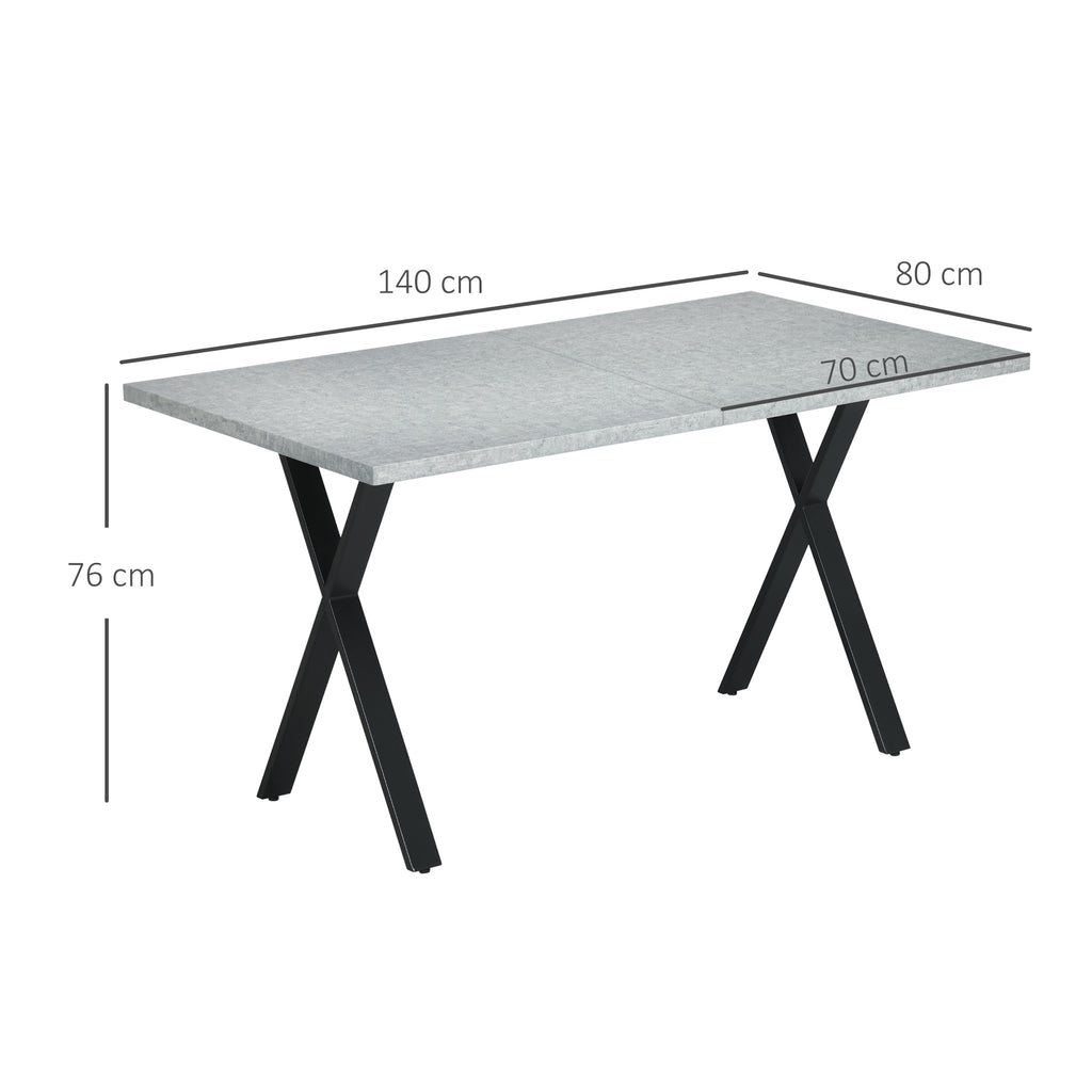 Esstisch, Küchentisch, Tischplatte in Steinoptik, Stahlbeine, 140 x 80 x 76 cm