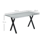 Esstisch, Küchentisch, Tischplatte in Steinoptik, Stahlbeine, 140 x 80 x 76 cm