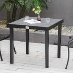 78 cm Garden Dining Table for 4 People, Square Outdoor Coffee End Side Table with Aluminium Legs, Black