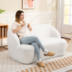 2-Sitzer-Sofa, geschwungenes Design, Polstersofa mit Fleece-Bezug, f¨¹r Wohnzimmer, Schlafzimmer, Homeoffice, Cremewei?