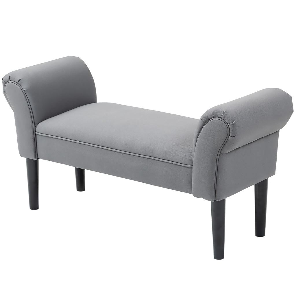 Sitzbank, Bettbank, robuste Bauweise, weiche Polsterung, 102x36x51 cm, Grau
