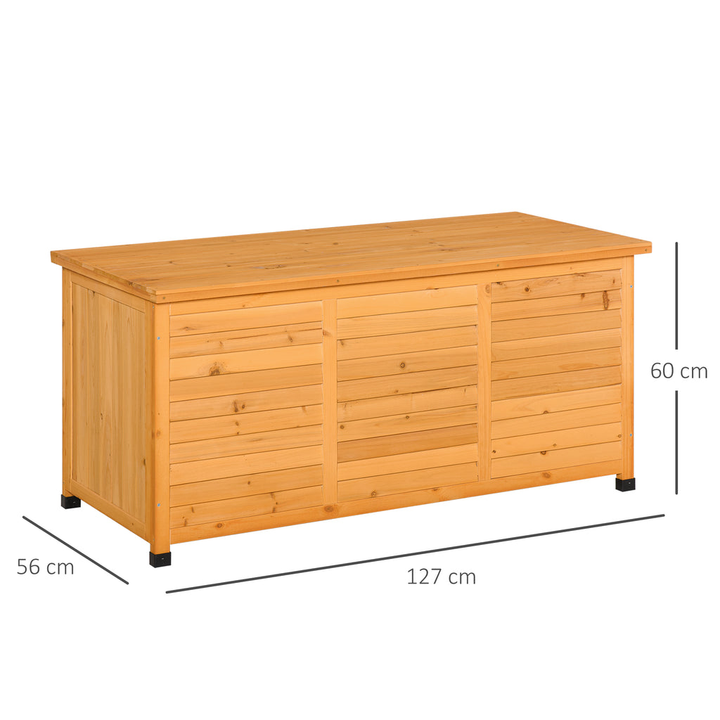 Gartenbox, Kissenbox, Aufbewahrungsbox, Aufbewahrungsbox, Gartentruhe, wetterbeständig, Massivholz, 127 x 56 x 60 cm Gelb