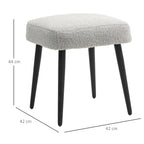 Hocker, Fu?st¨¹tze, gepolsterter Sitz, Kaschmir-Optik, Stahlbeine, 42 x 42 x 44 cm, Hellgrau