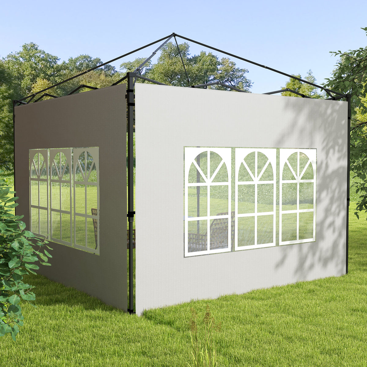 Gazebo Side Panels, Sides Replacement with Window for 3x3(m) or 3x6m Gazebo Canopy, 2 Pack, White
