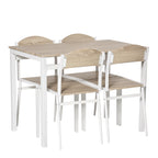 Essgruppe 5-teilig Esstisch Set mit Holzmaserung MDF und Metall in Grau und Weiß, 1 Tisch und 4 Stühle für modernes Esszimmer