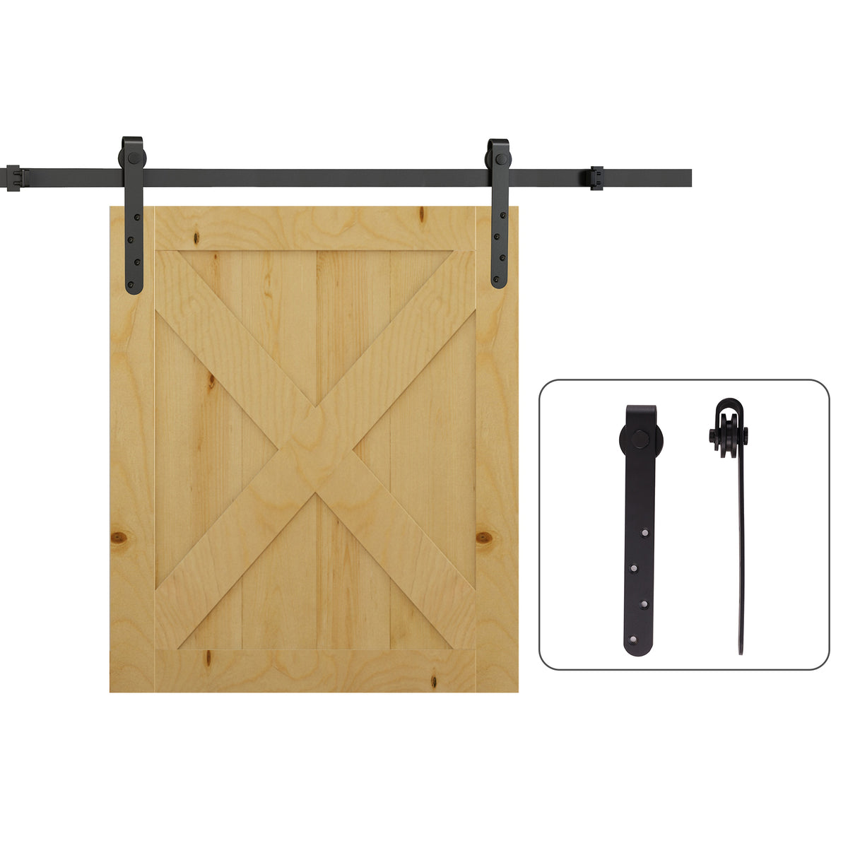 180cm Sliding Track Steel Barn Wood Door Hardware Kit Cabinet Closet Hanger