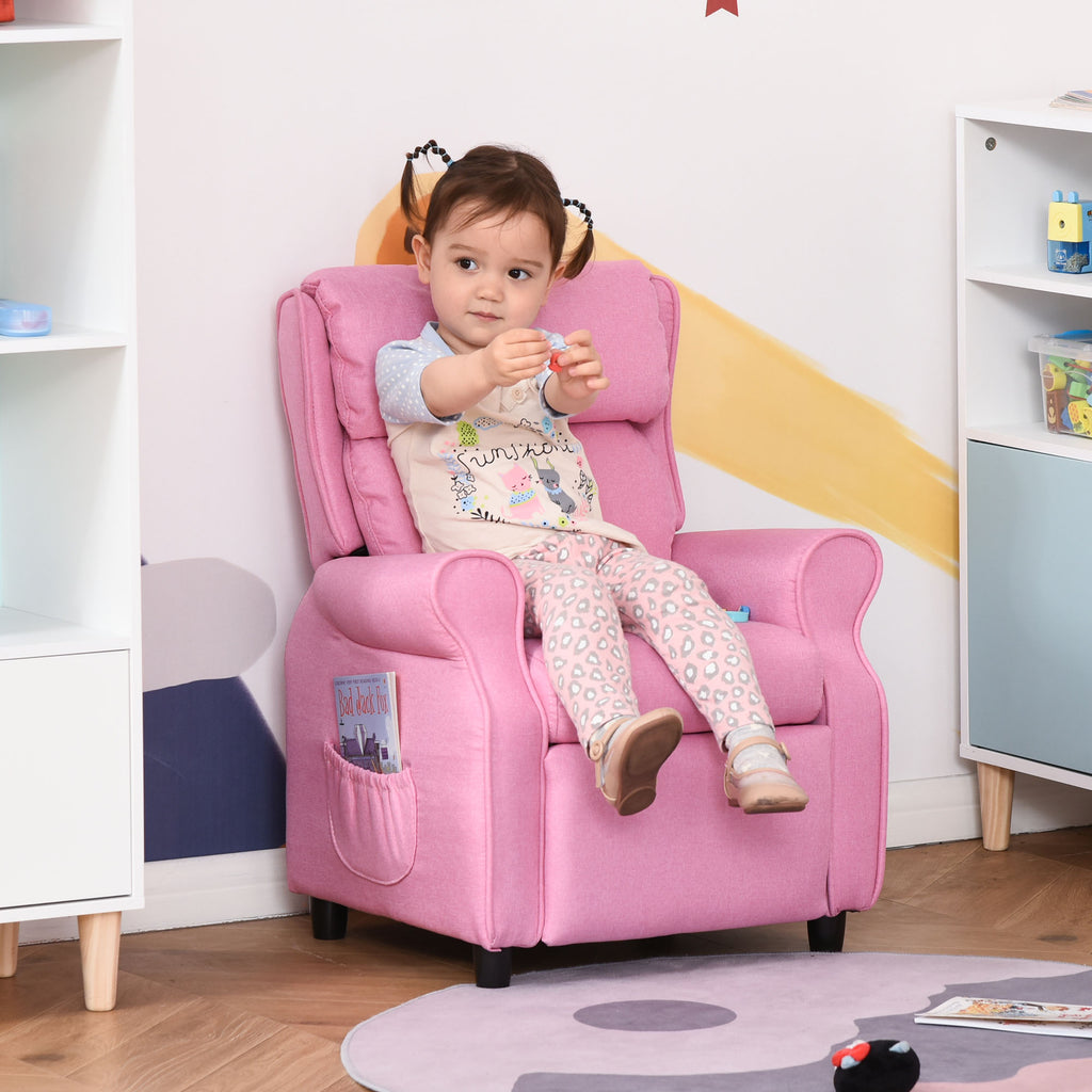 Kindersofa Kindersessel mit Fußstütze Armlehne verstellbare Rückenlehne Relaxsessel Kindercouch Stuhl Liegecouch Kinder Sofa für 3-5 Jahre Jungen und Mädchen Rosa