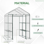  Foliengewächshaus begehbares Gartenhäuschen Tomatengewächshaus Treibhaus Frühbeet mit 6 Regalen Transparent Stahl PVC-Kunststoff 143 x 143 x 195 cm